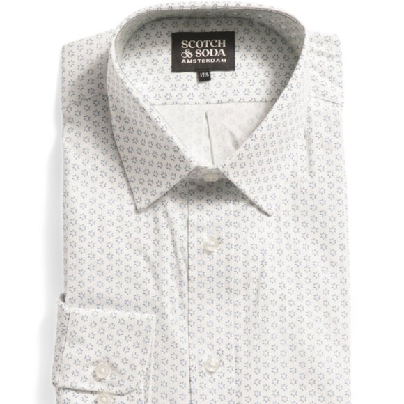 NEW SCOTCH & SODA Modern Fit Designer Dress Shirt blue multi for men 362tn - Picture 2 of 2